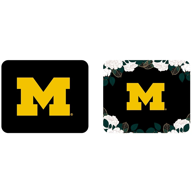 Michigan Wolverines Floral Mousepad 2-Pack