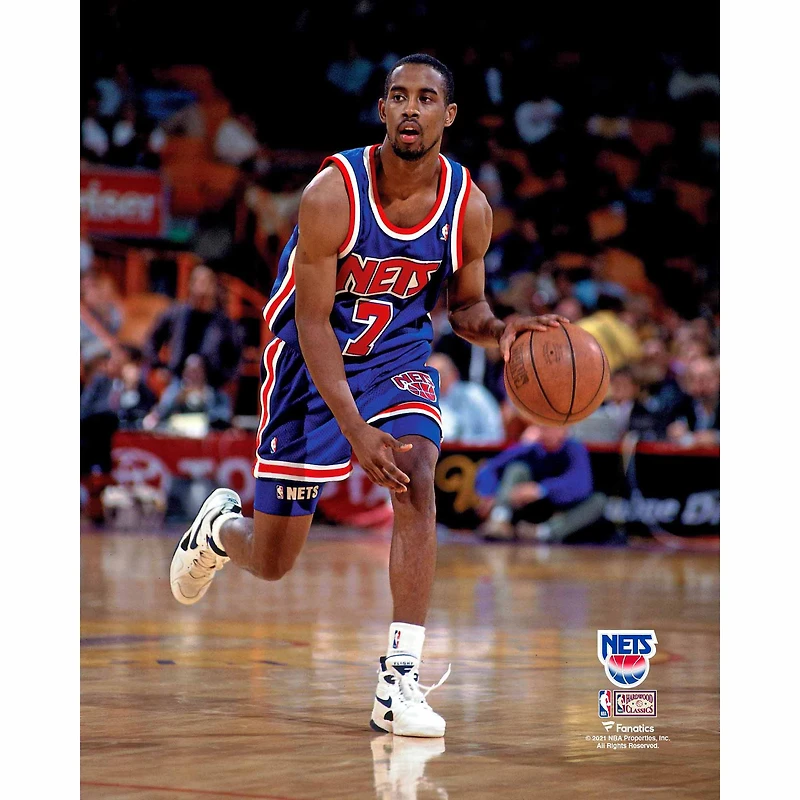 Kenny Anderson New Jersey Nets Unsigned Blue Jersey Dribbling Photograph