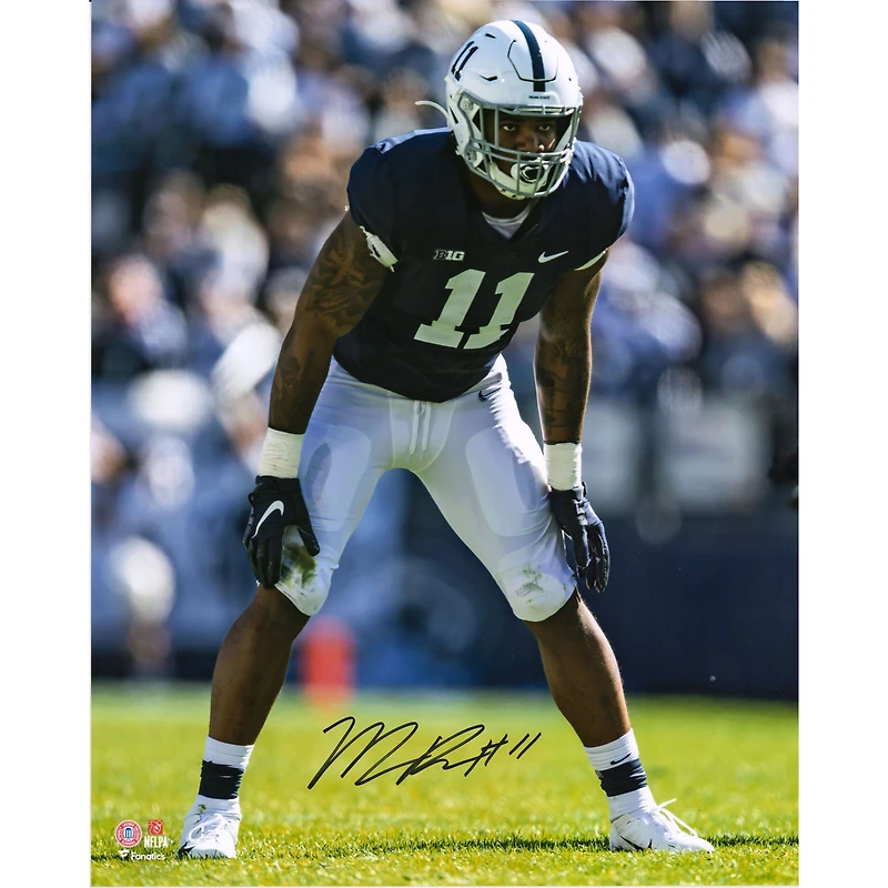 Micah Parsons Penn State Nittany Lions Autographed 16" x 20" Defensive Stance Blue Photograph