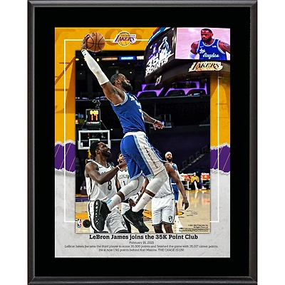 LeBron James Los Angeles Lakers 10.5" x 13" 3rd Player In NBA History to Score 35000 Points Sublimated Plaque