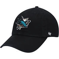 Men's '47 Black San Jose Sharks Team Logo Clean Up Adjustable Hat