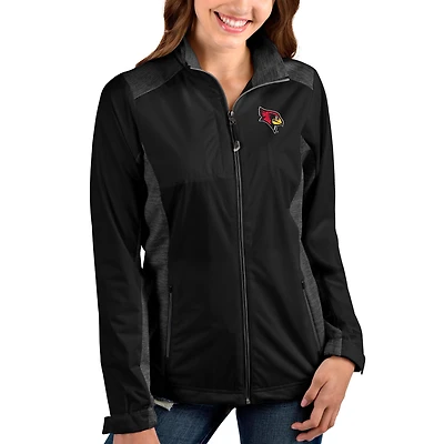 Women's Antigua Black Illinois State Redbirds Revolve Full-Zip Jacket