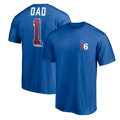 Men's Royal Philadelphia 76ers Number One Dad T-Shirt
