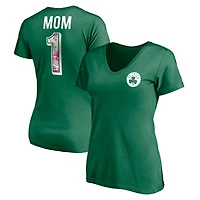 Women's Green Boston Celtics Mother's Day Logo V-Neck T-Shirt