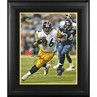 Jerome Bettis Pittsburgh Steelers Autographed Framed 16" x 20" White Jersey Running Photograph