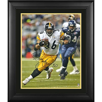 Jerome Bettis Pittsburgh Steelers Autographed Framed 16" x 20" White Jersey Running Photograph