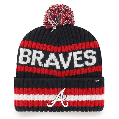 Men's '47  Navy Atlanta Braves Bering Cuffed Knit Hat with Pom