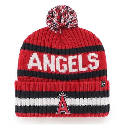 Men's '47  Red Los Angeles Angels Bering Cuffed Knit Hat with Pom