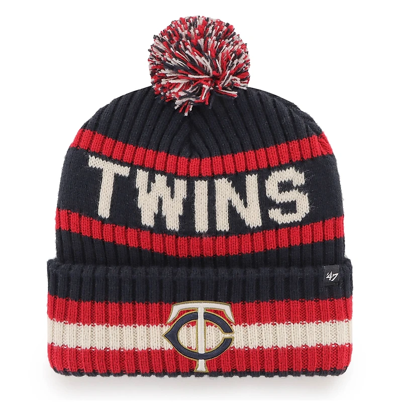 Men's '47  Navy Minnesota Twins Bering Cuffed Knit Hat with Pom