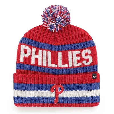 Men's '47  Red Philadelphia Phillies Bering Cuffed Knit Hat with Pom