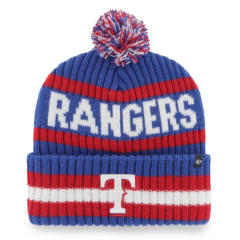 Men's '47  Royal Texas Rangers Bering Cuffed Knit Hat with Pom