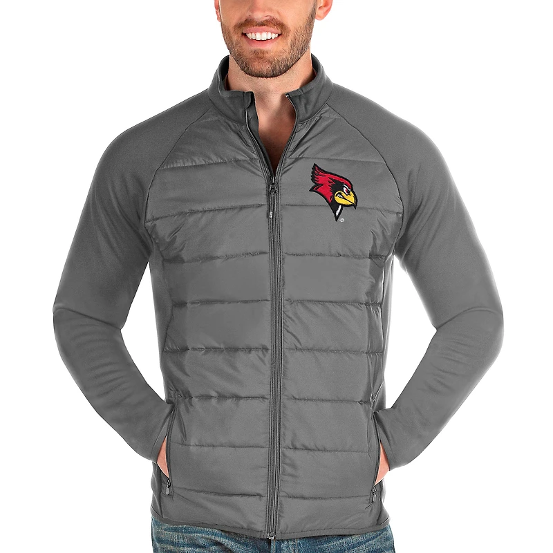 Men's Antigua Steel Illinois State Redbirds Altitude Full-Zip Jacket