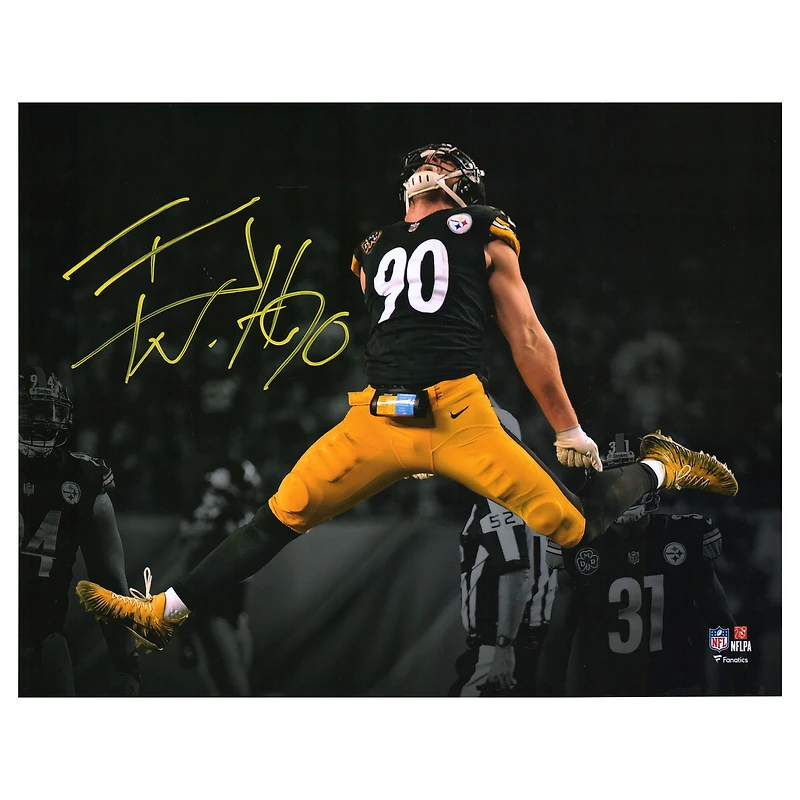 T.J. Watt Pittsburgh Steelers Autographed 11" x 14" Leaping Spotlight Photograph