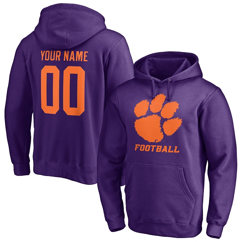 Men's Purple Clemson Tigers Personalized Any Name & Number One Color Pullover Hoodie