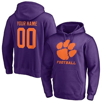 Men's Purple Clemson Tigers Personalized Any Name & Number One Color Pullover Hoodie