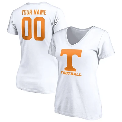 Women's White Tennessee Volunteers Personalized Any Name & Number One Color V-Neck T-Shirt