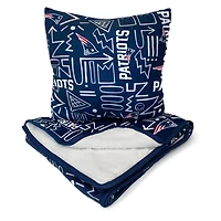 New England Patriots Doodle Pop Poly Span Blanket and Pillow Combo Set