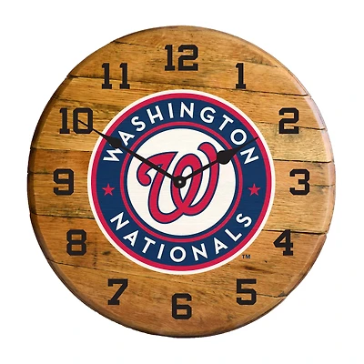 Imperial Washington Nationals Oak Barrel Clock