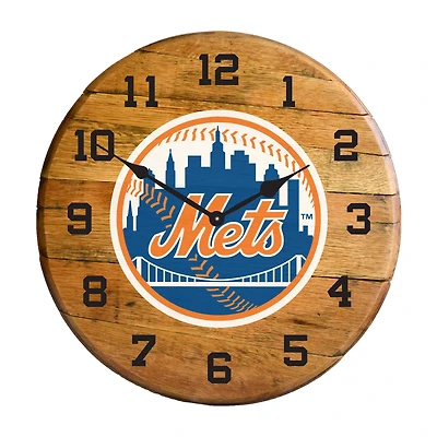 Imperial New York Mets Oak Barrel Clock