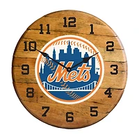 Imperial New York Mets Oak Barrel Clock
