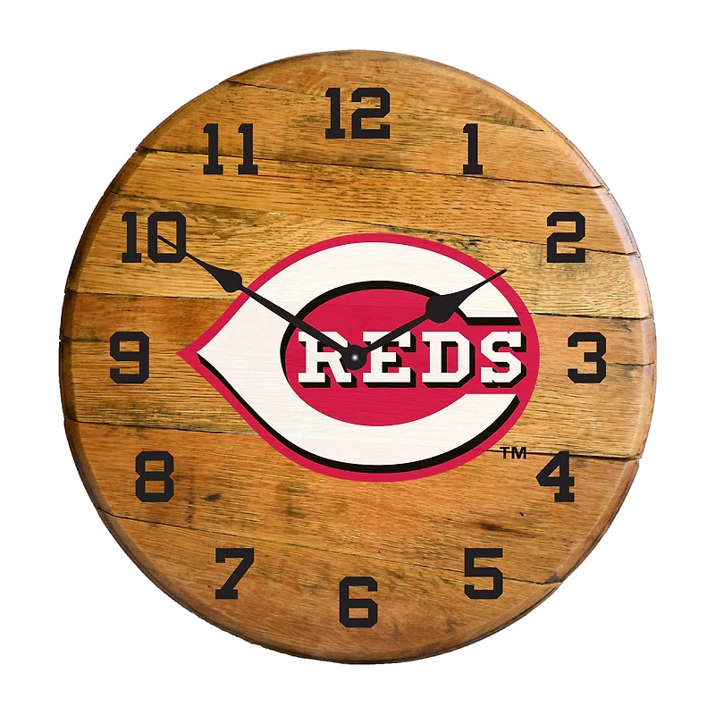 Imperial Cincinnati Reds Oak Barrel Clock