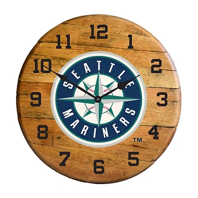 Imperial Seattle Mariners Oak Barrel Clock