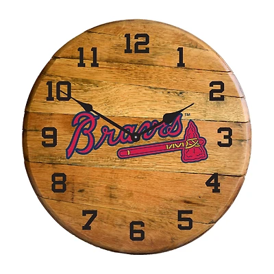 Imperial Atlanta Braves Oak Barrel Clock