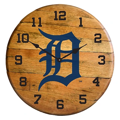 Imperial Detroit Tigers Oak Barrel Clock
