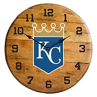 Imperial Kansas City Royals Oak Barrel Clock