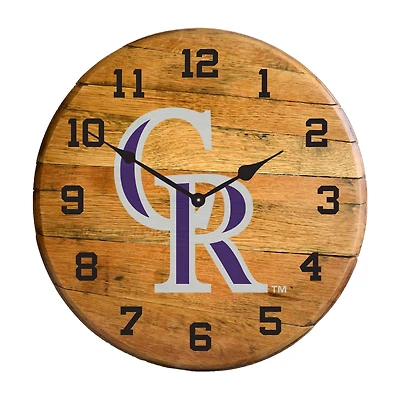 Imperial Colorado Rockies Oak Barrel Clock