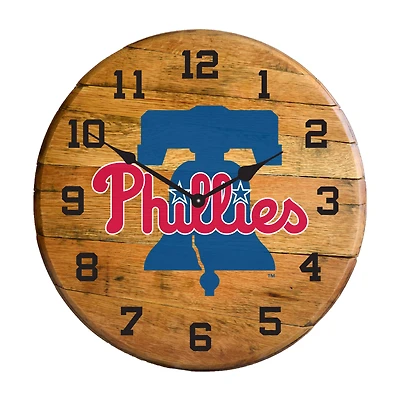 Imperial Philadelphia Phillies Oak Barrel Clock