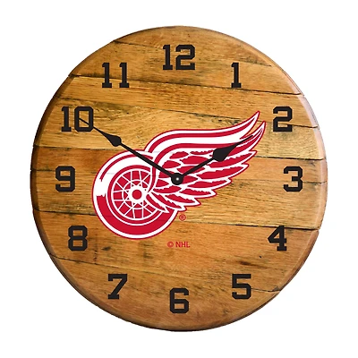 Imperial Detroit Red Wings Oak Barrel Clock