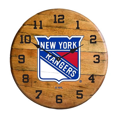 Imperial New York Rangers Oak Barrel Clock