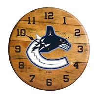 Imperial Vancouver Canucks Oak Barrel Clock