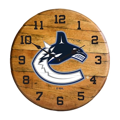 Imperial Vancouver Canucks Oak Barrel Clock