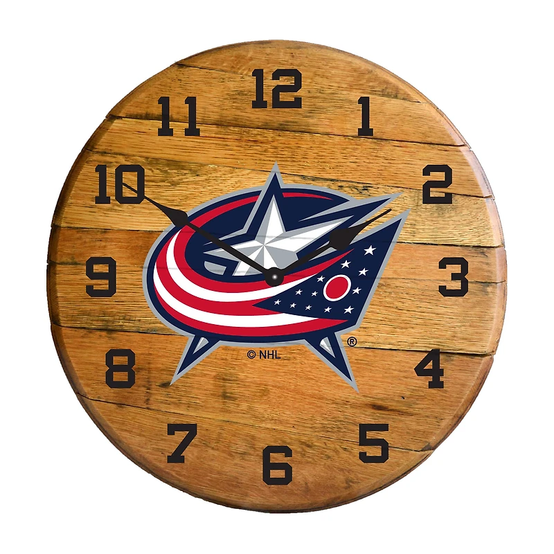 Imperial Columbus Blue Jackets Oak Barrel Clock