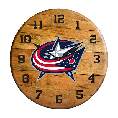 Imperial Columbus Blue Jackets Oak Barrel Clock