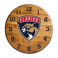 Imperial Florida Panthers Oak Barrel Clock