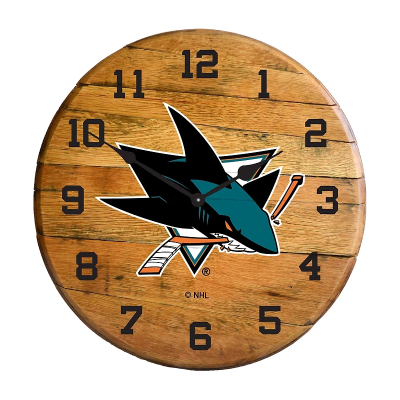 Imperial San Jose Sharks Oak Barrel Clock
