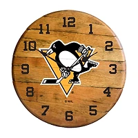 Imperial Pittsburgh Penguins Oak Barrel Clock