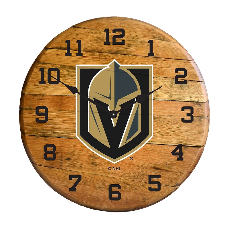 Imperial Vegas Golden Knights Oak Barrel Clock