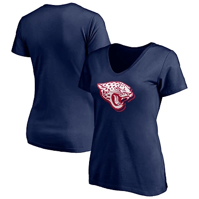 Women's Navy Jacksonville Jaguars Red White and Team V-Neck T-Shirt