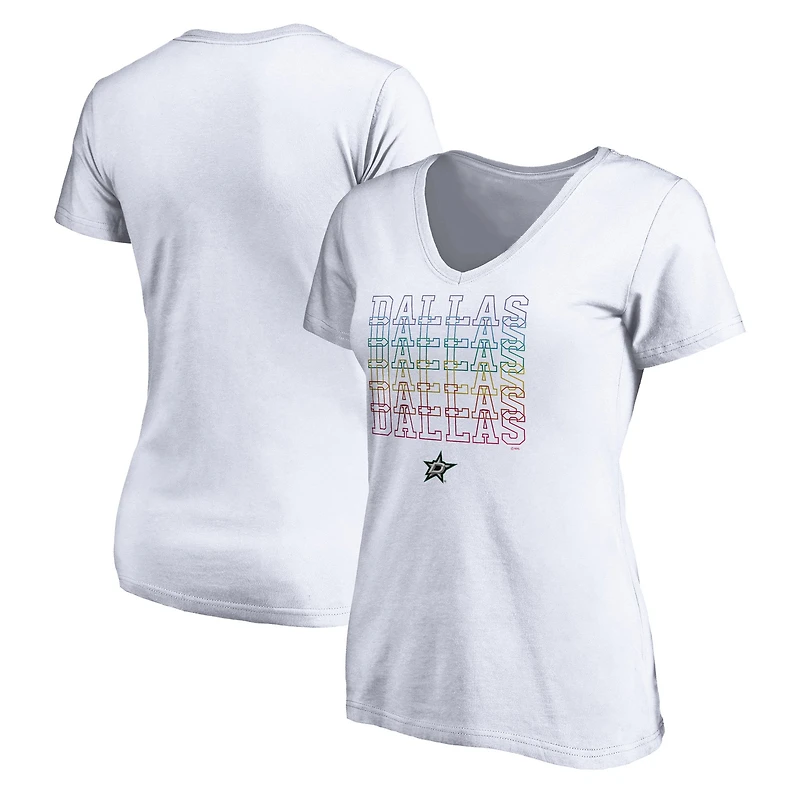 Women's White Dallas Stars City Pride V-Neck T-Shirt