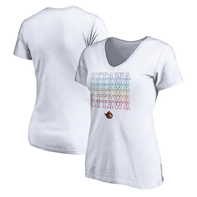 Women's White Ottawa Senators City Pride V-Neck T-Shirt