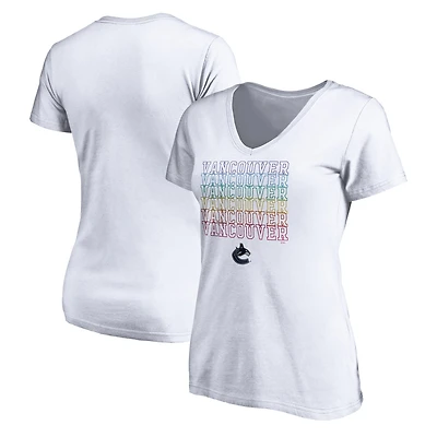 Women's White Vancouver Canucks City Pride V-Neck T-Shirt