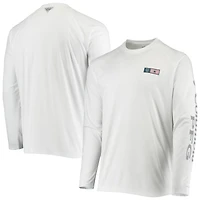Men's Columbia White New York Mets Americana Terminal Tackle Omni-Shade Raglan Long Sleeve T-Shirt