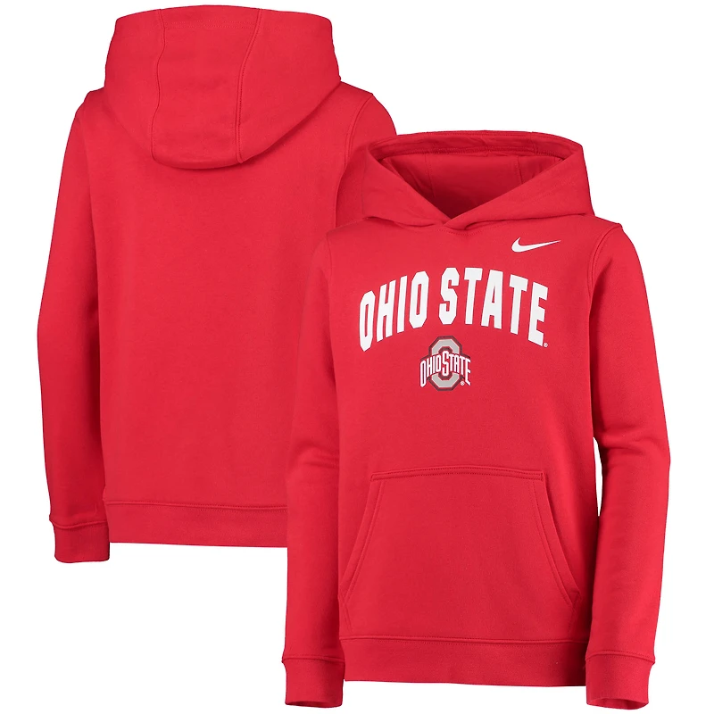 Youth Nike Scarlet Ohio State Buckeyes Club Fleece Pullover Hoodie