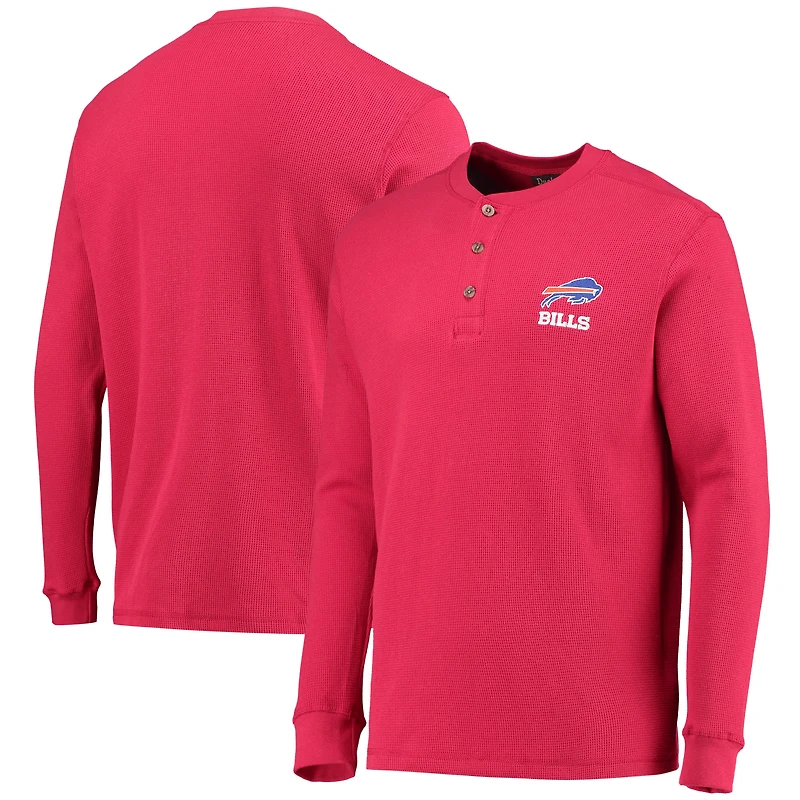 Men's Dunbrooke Red Buffalo Bills Logo Maverick Thermal Henley Long Sleeve T-Shirt