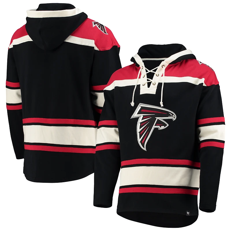 Men's '47 Black/Red Atlanta Falcons Lacer V-Neck Pullover Hoodie