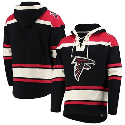 Men's '47 Black/Red Atlanta Falcons Lacer V-Neck Pullover Hoodie